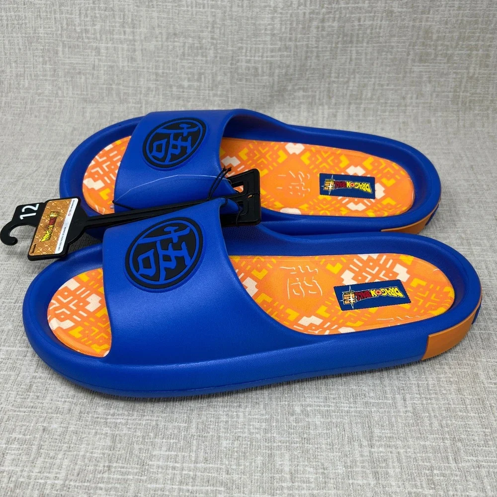 NEW Dragon Ball Super Goku Men's Size 12 Blue Orange Slide Sandals Ground Up